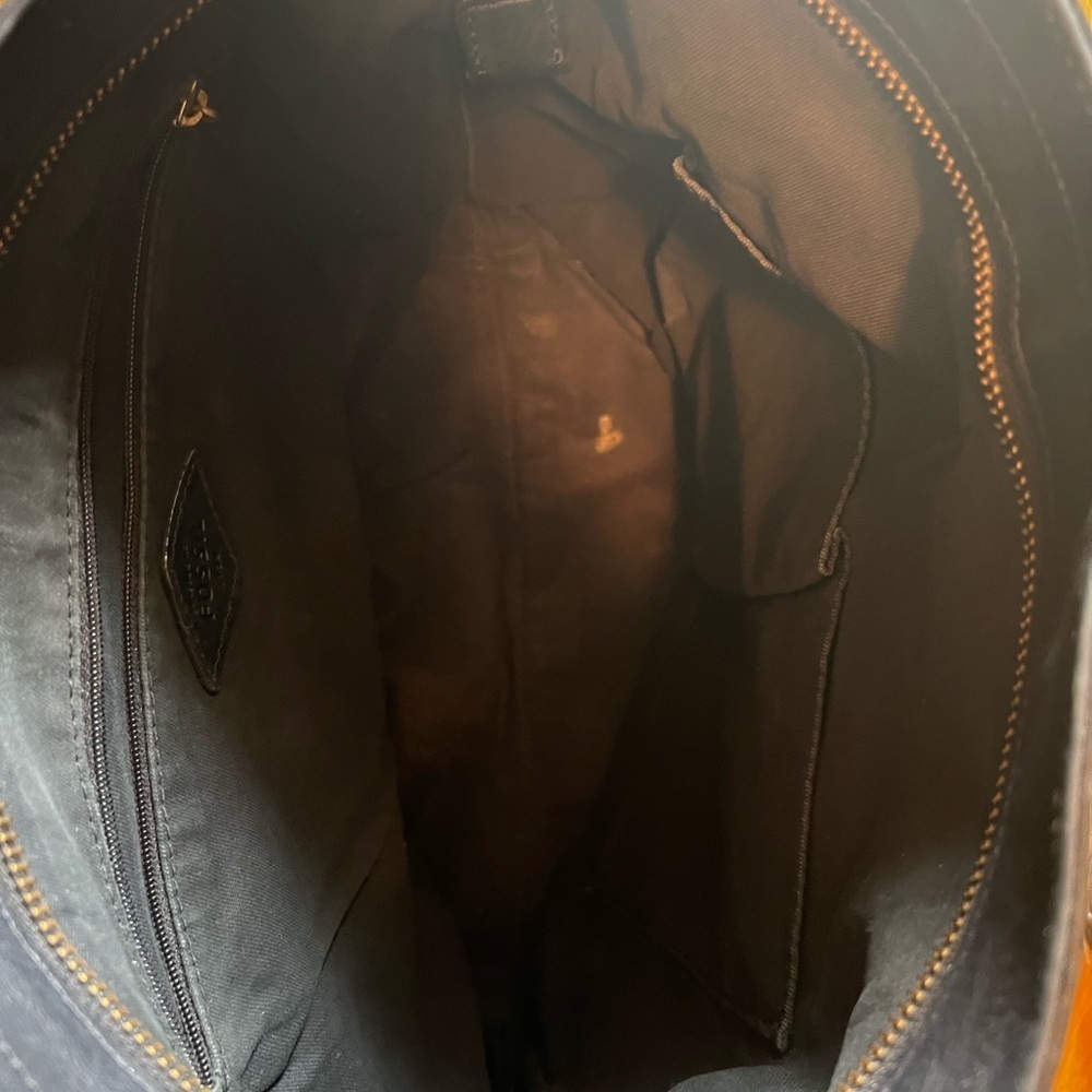 Black Fossil leather shoulder satchel bag. Soft leather. - Picture 6 of 10